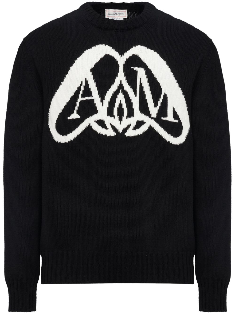 Logo-intarsia cotton sweatshirt - Black