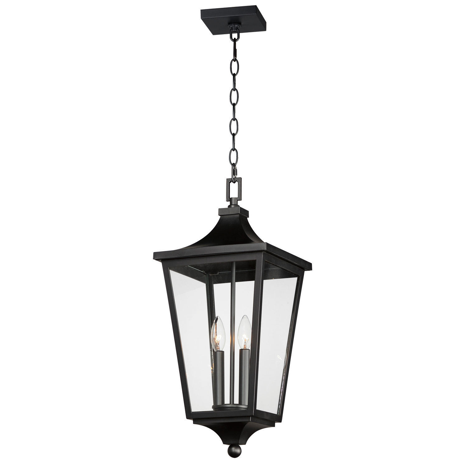 Black Two Light Outdoor Hanging Lantern from the Sutton Place VX Collection