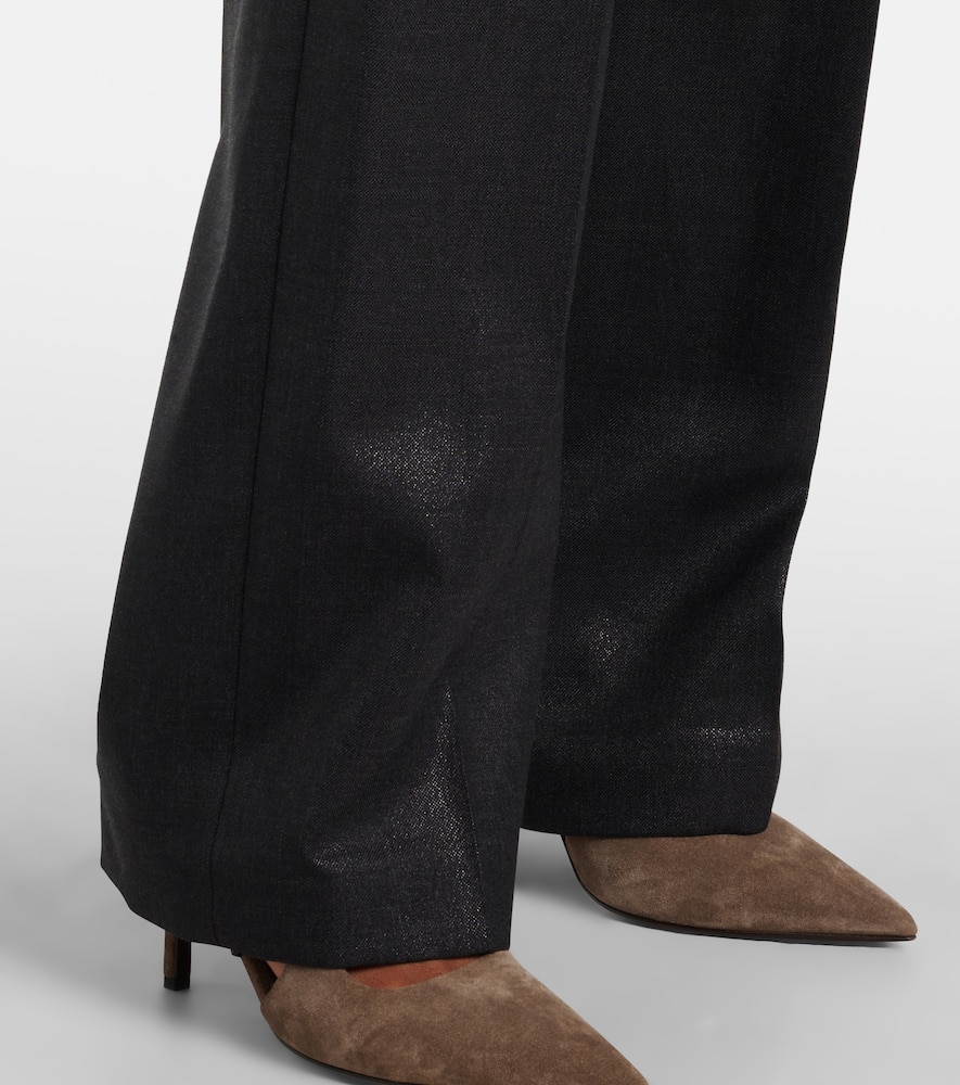 Wool-blend wide-leg pants