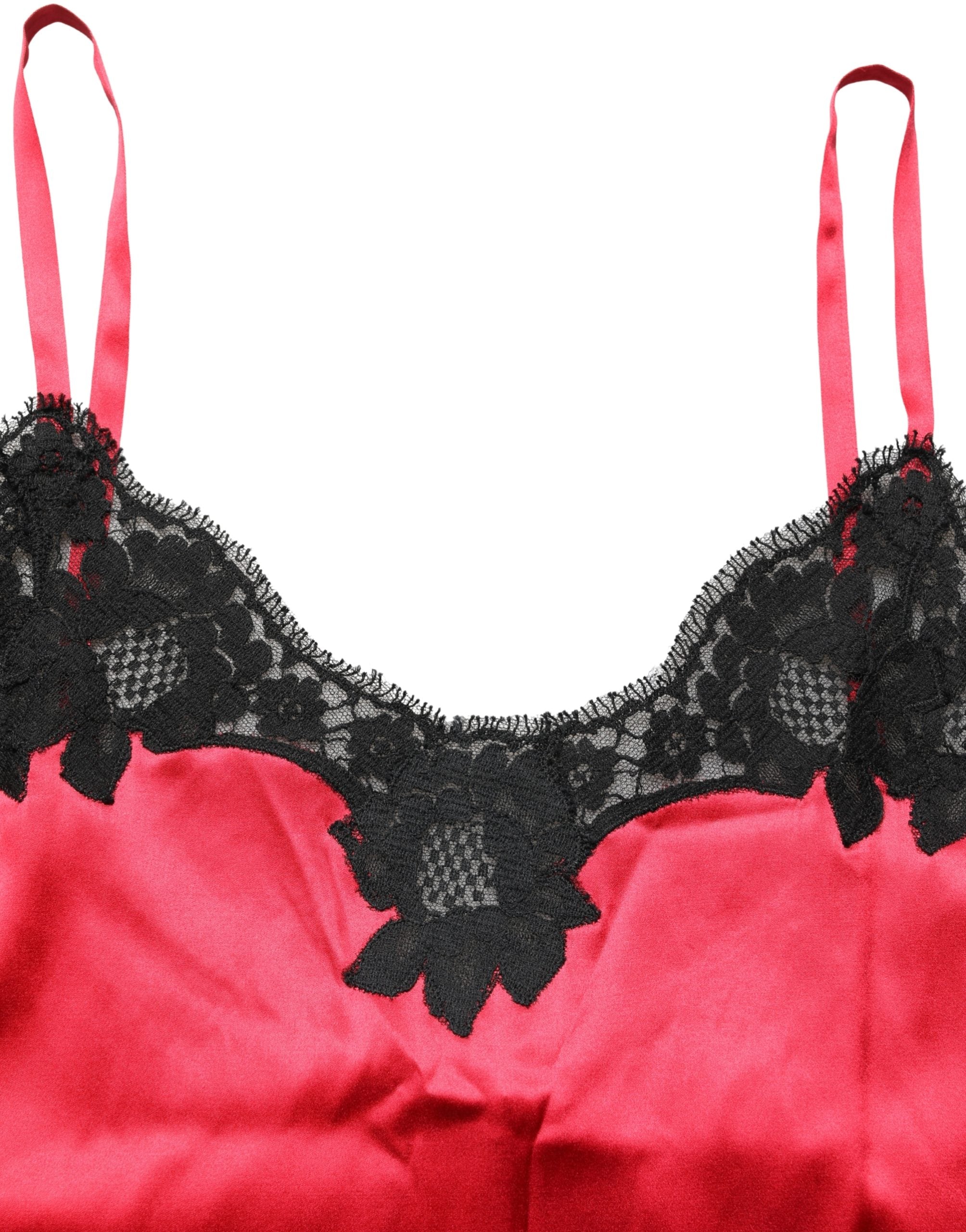 Silk Lace-Trim Camisole — Red
