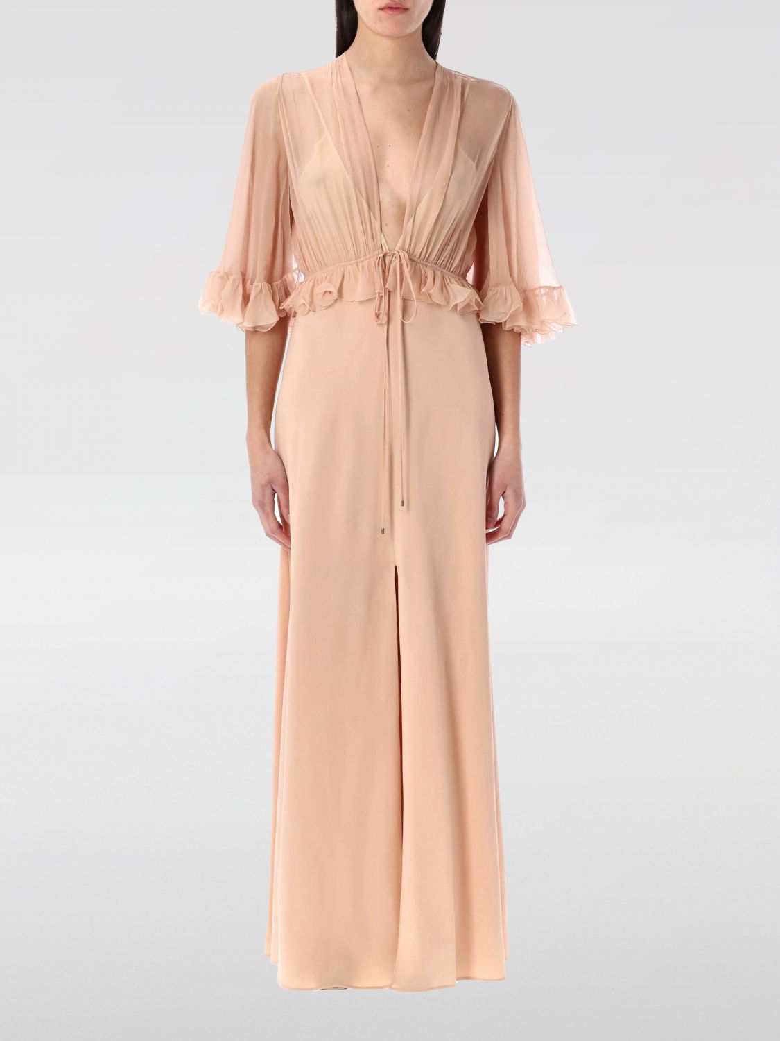V-neck crepe maxi dress - Pink