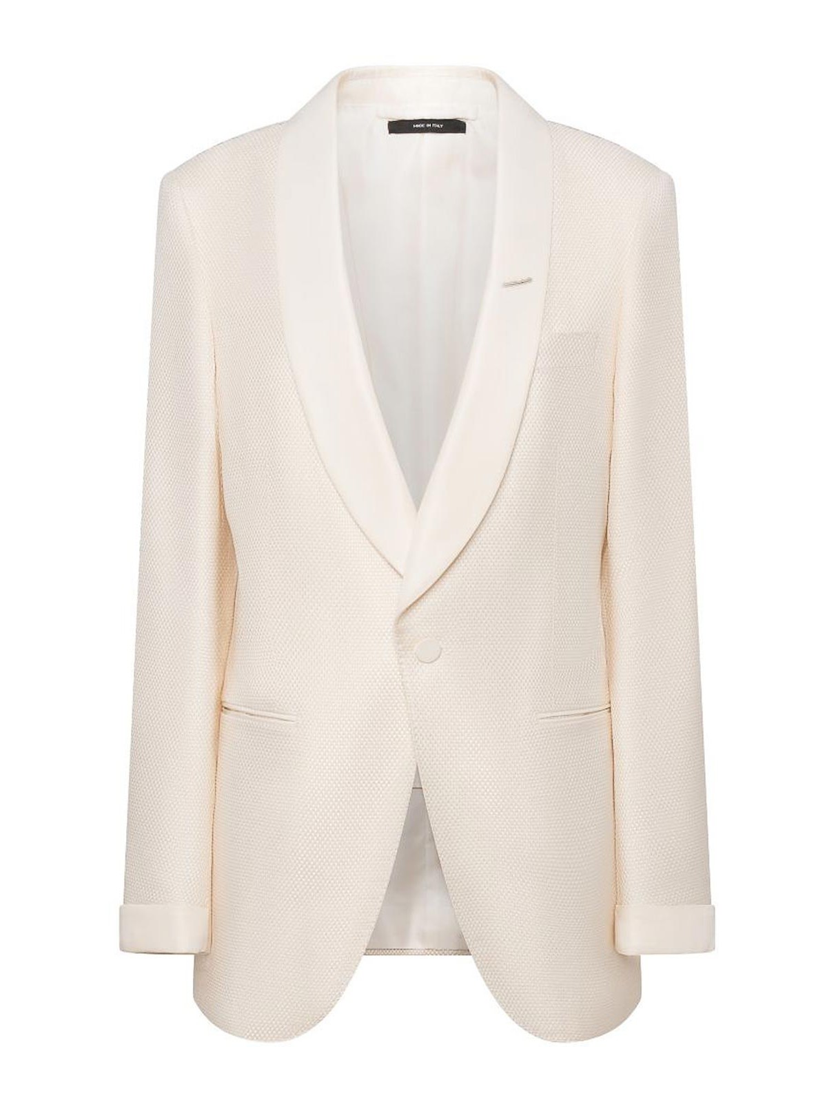 Single-Breasted Cream Viscose Blend Blazer