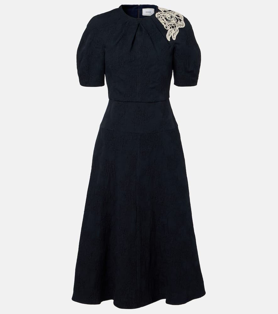 Floral cotton-blend jacquard midi dress