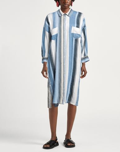 Woman Midi dress Azure Size 12 Linen, Polyamide