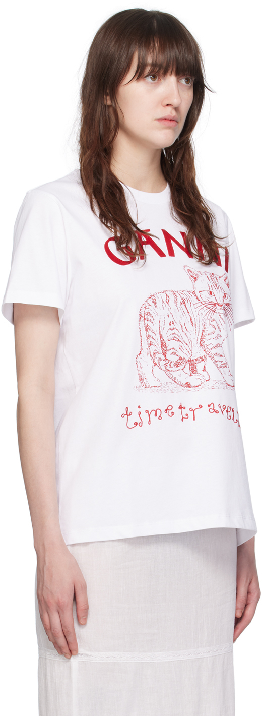 GANNI White Embroidered T-Shirt