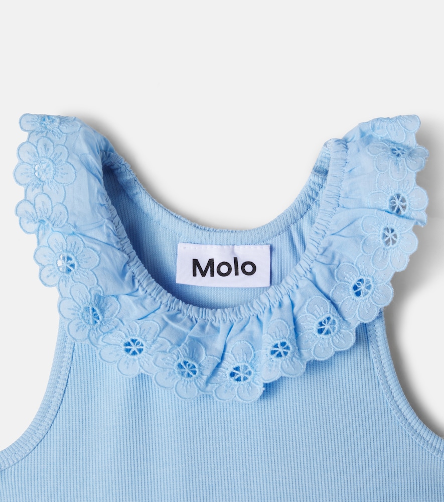 Croco embroidered cotton-blend dress