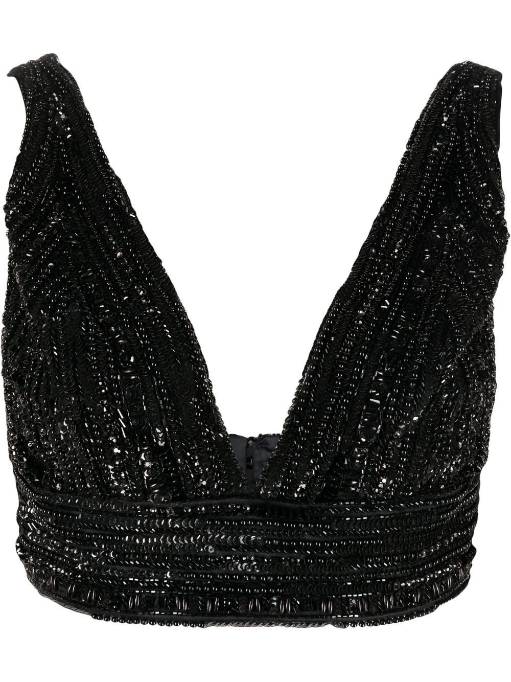 Bead-embellished cropped tank top - Black