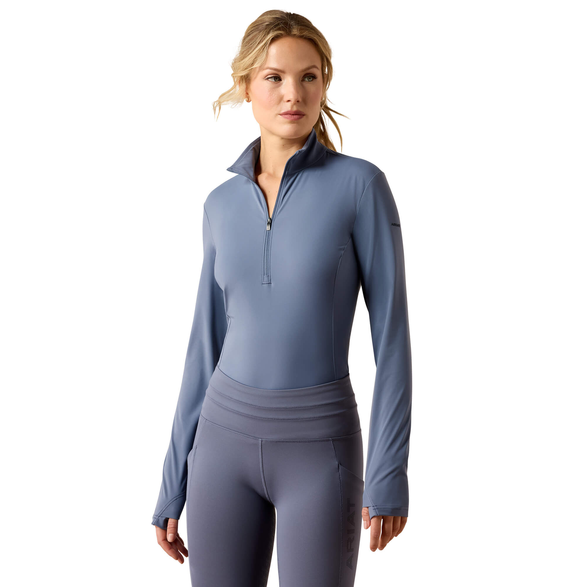 Women's SolVeil 1/2 Zip Baselayer Top Long Sleeve in Grisaille, Size 2X-Small, by