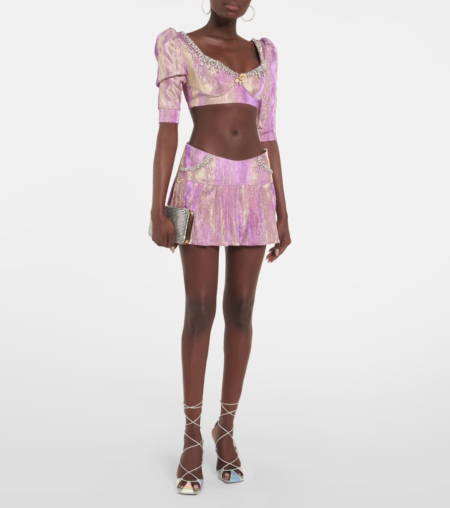 Embellished pleated miniskirt