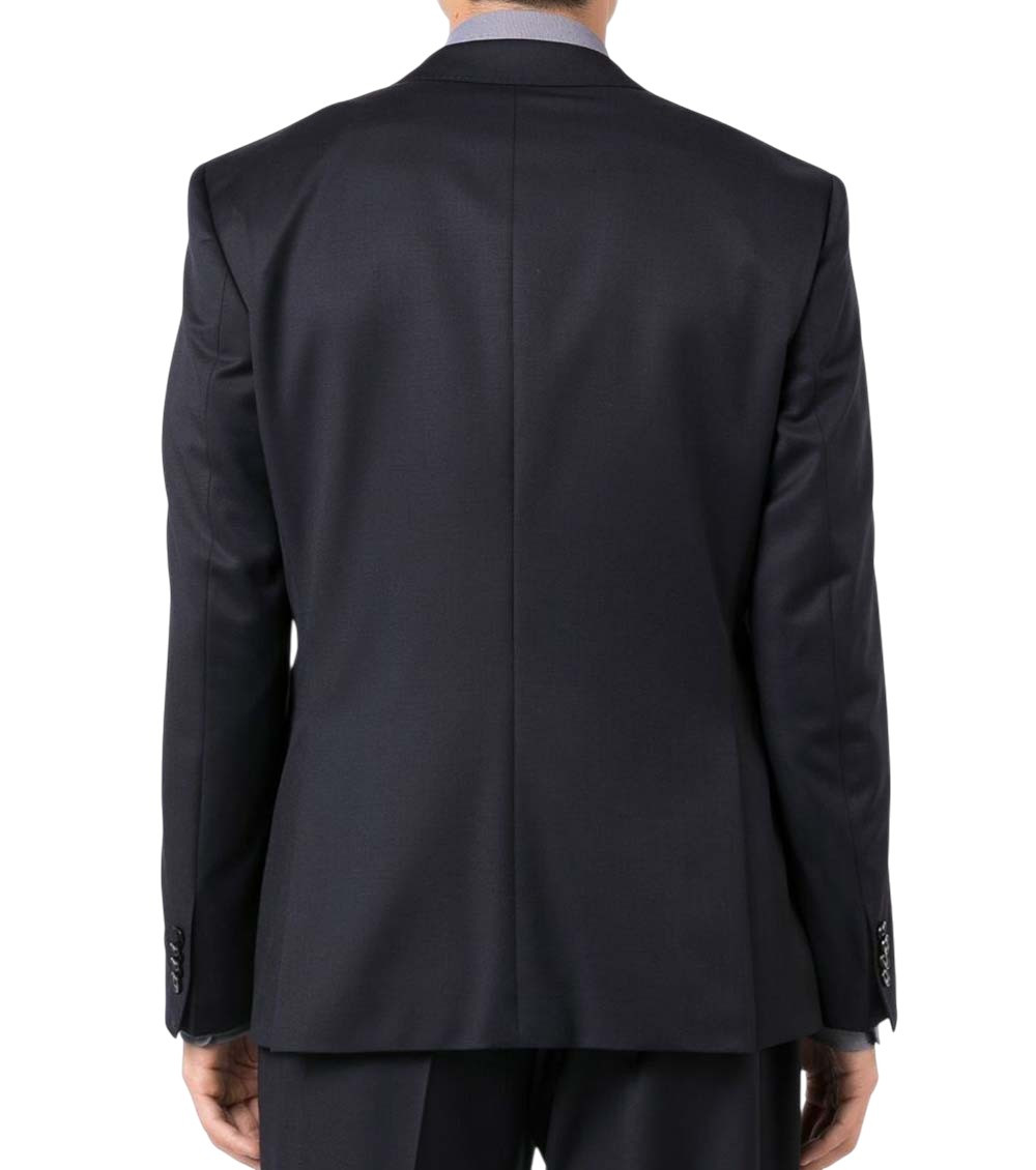 Blue Solid Notched Lapel Blazer