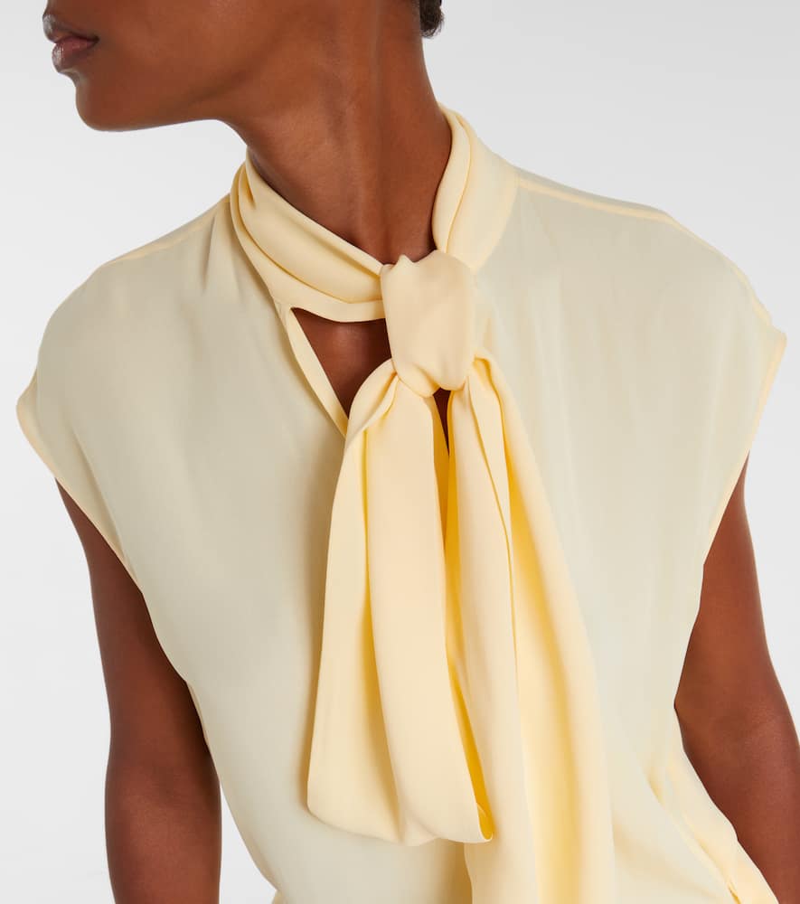 Asymmetric tie-neck blouse
