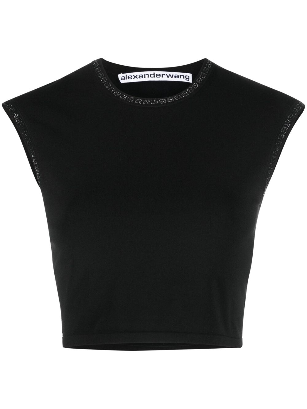 Crystal-embellished logo crop top - Black