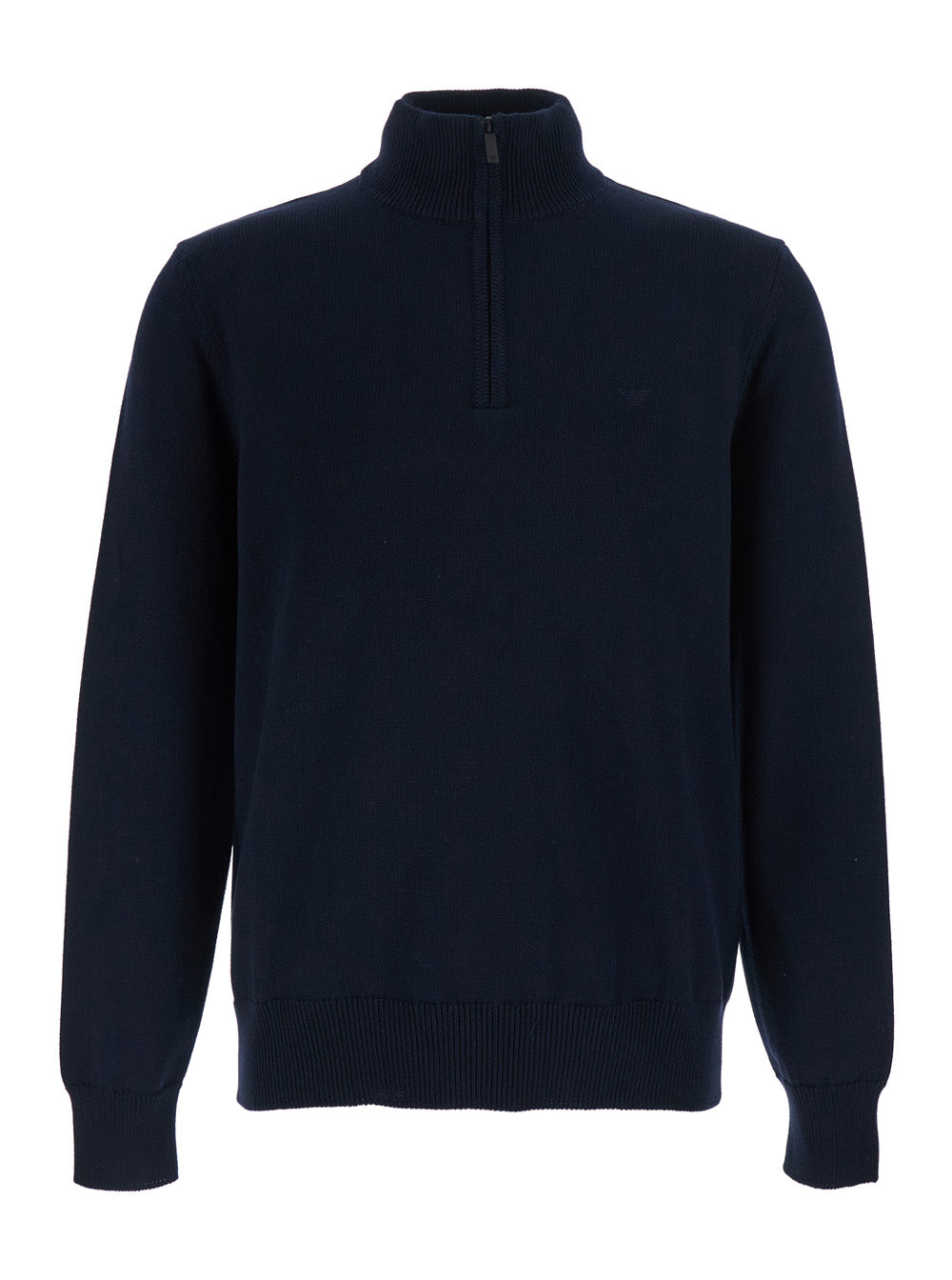 Half-Zip Cotton Sweater — Navy