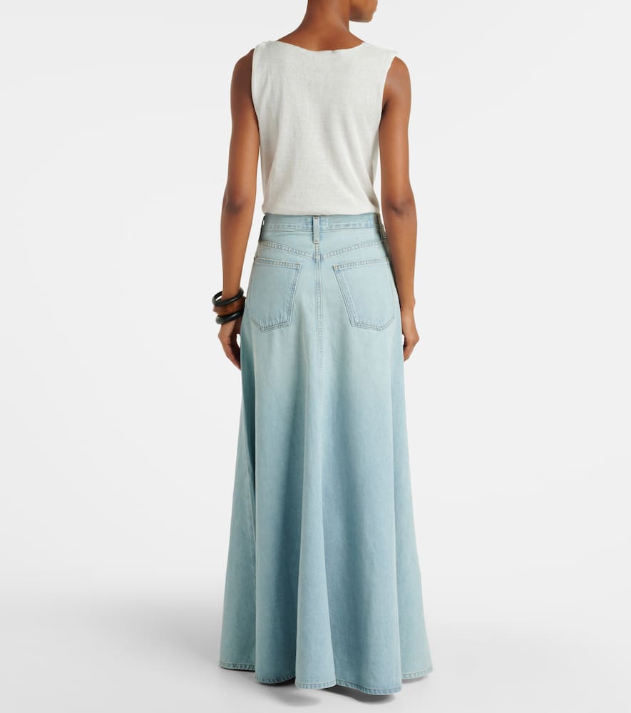 Odin mid-rise denim maxi skirt