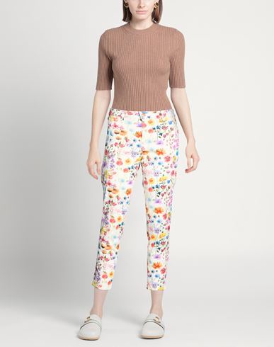 Woman Pants White Size 26 Cotton, Elastane