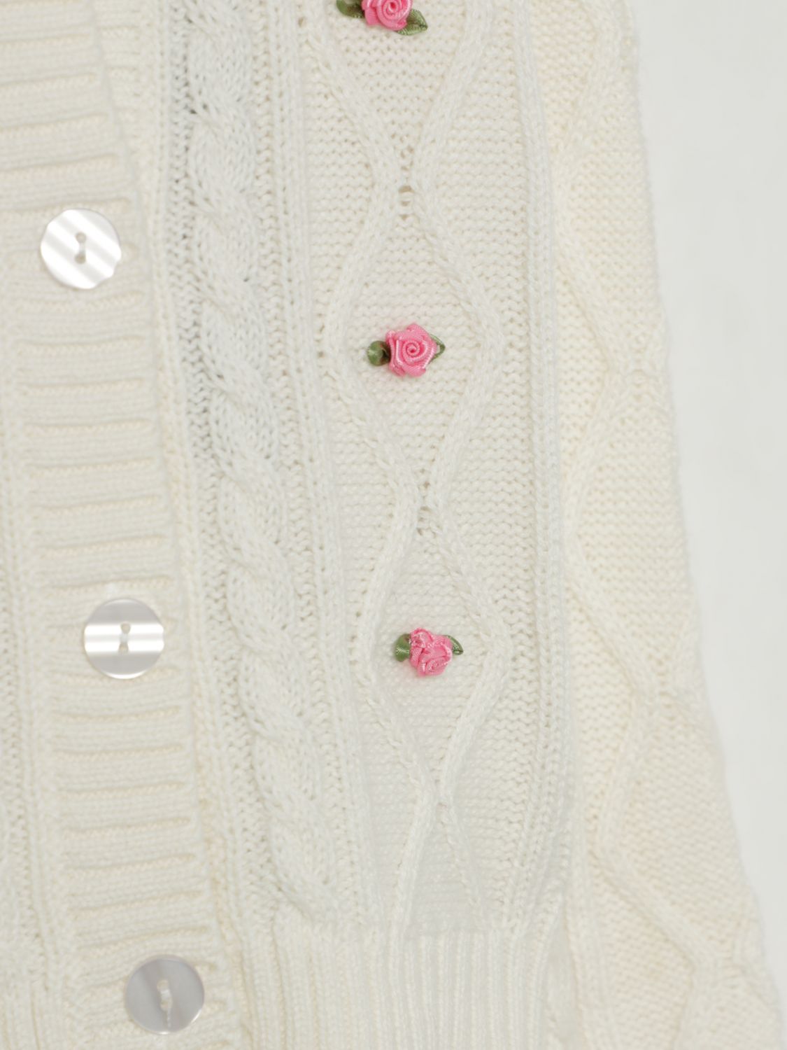 Cable-knit cardigan - White