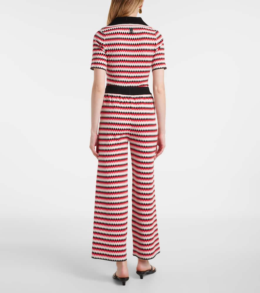 Checkers knitted wide-leg pants