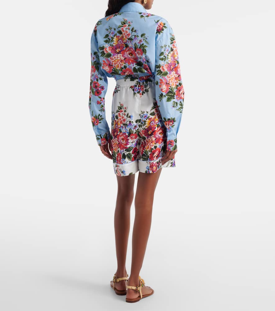 Floral silk twill Bermuda shorts