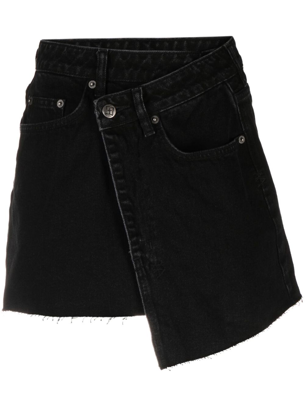 Asymmetric denim mini skirt - Black