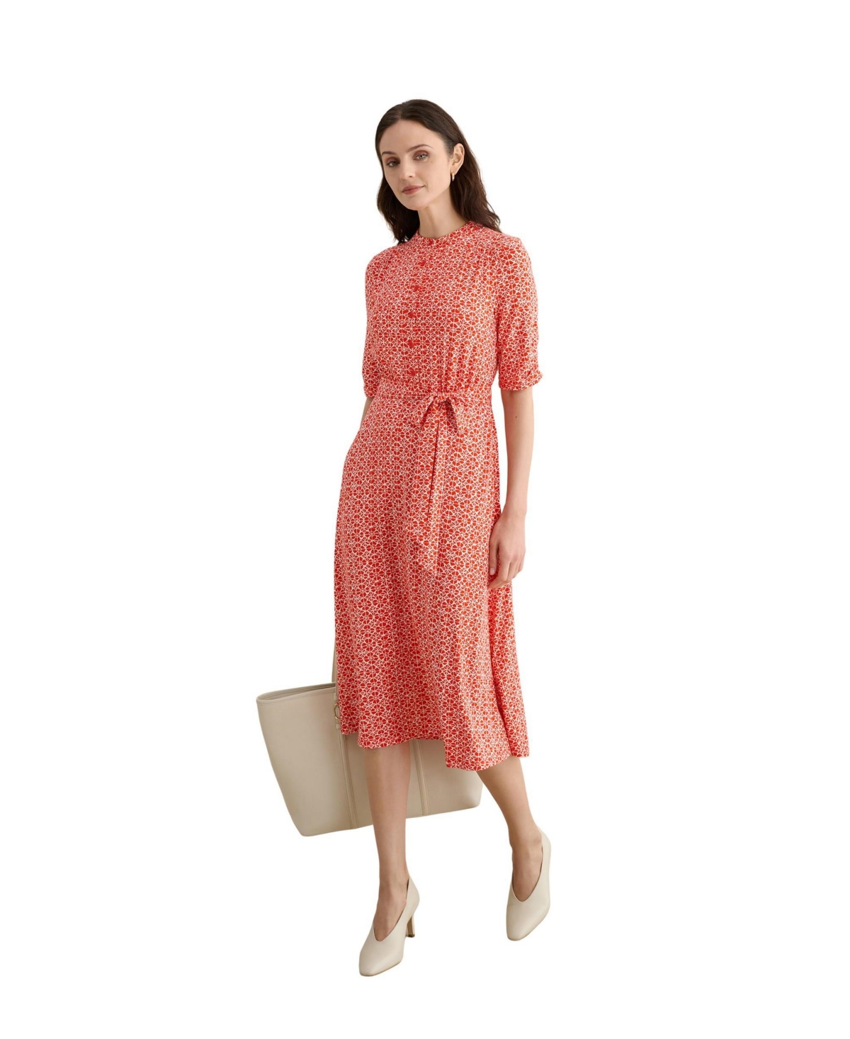 Women's Cathy 3/4 Sleeve Jersey Midi Dress - Medium Red