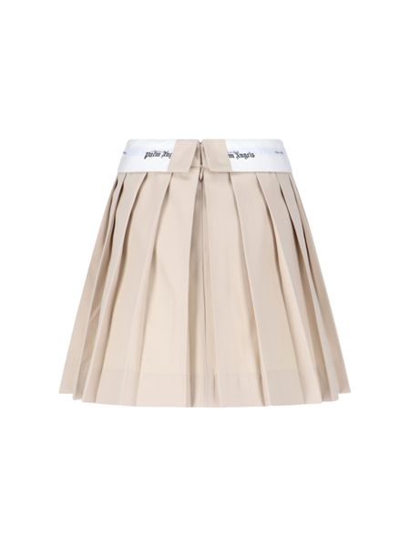 Palm Angels Logo Detailed Pleated Mini Skirt