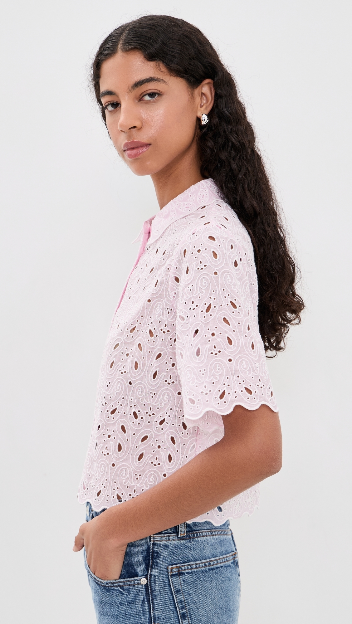 The Paisley Eyelet Top Bubble Gum