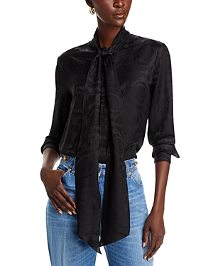 Barocco-jacquard satin blouse - White
