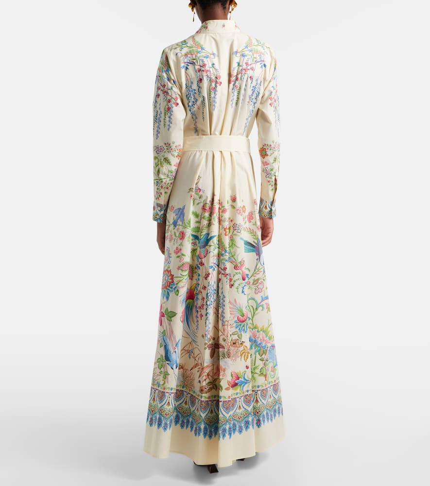 Belted printed cotton shirt dress