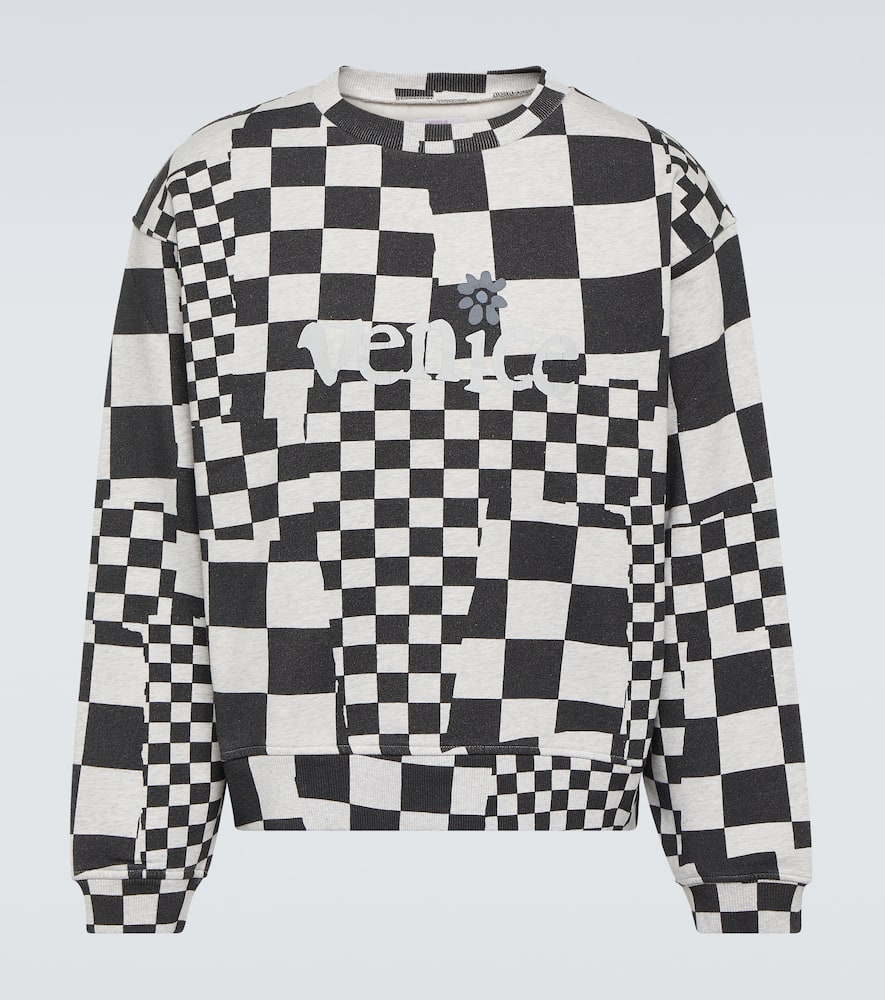 Checked cotton jersey sweatshirt