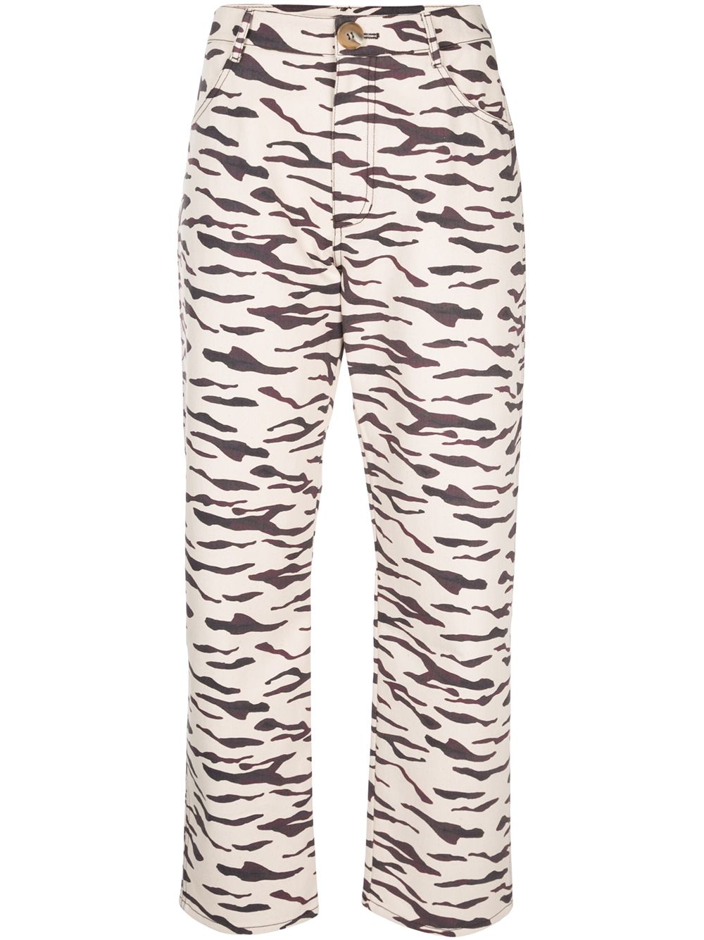 Tiger print straight trousers - Neutrals