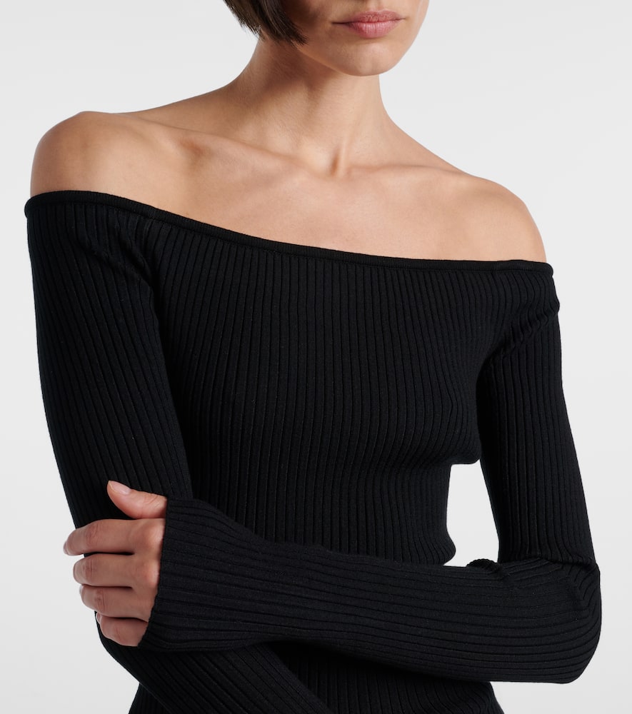 Courrèges Off-shoulder ribbed-knit top