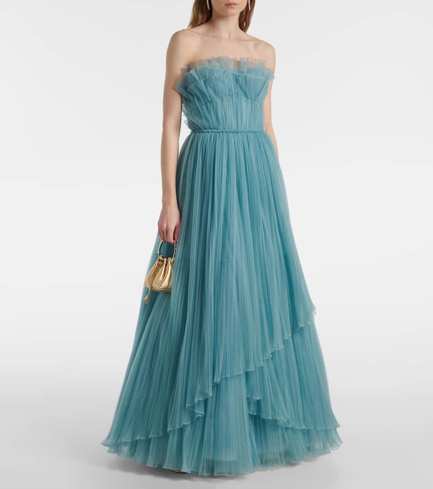 Marinel plissé tulle gown