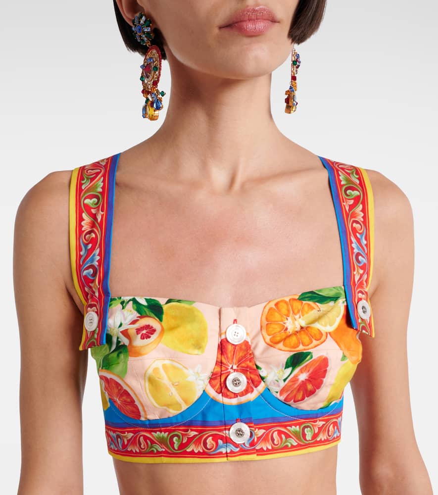 Printed cotton bra top