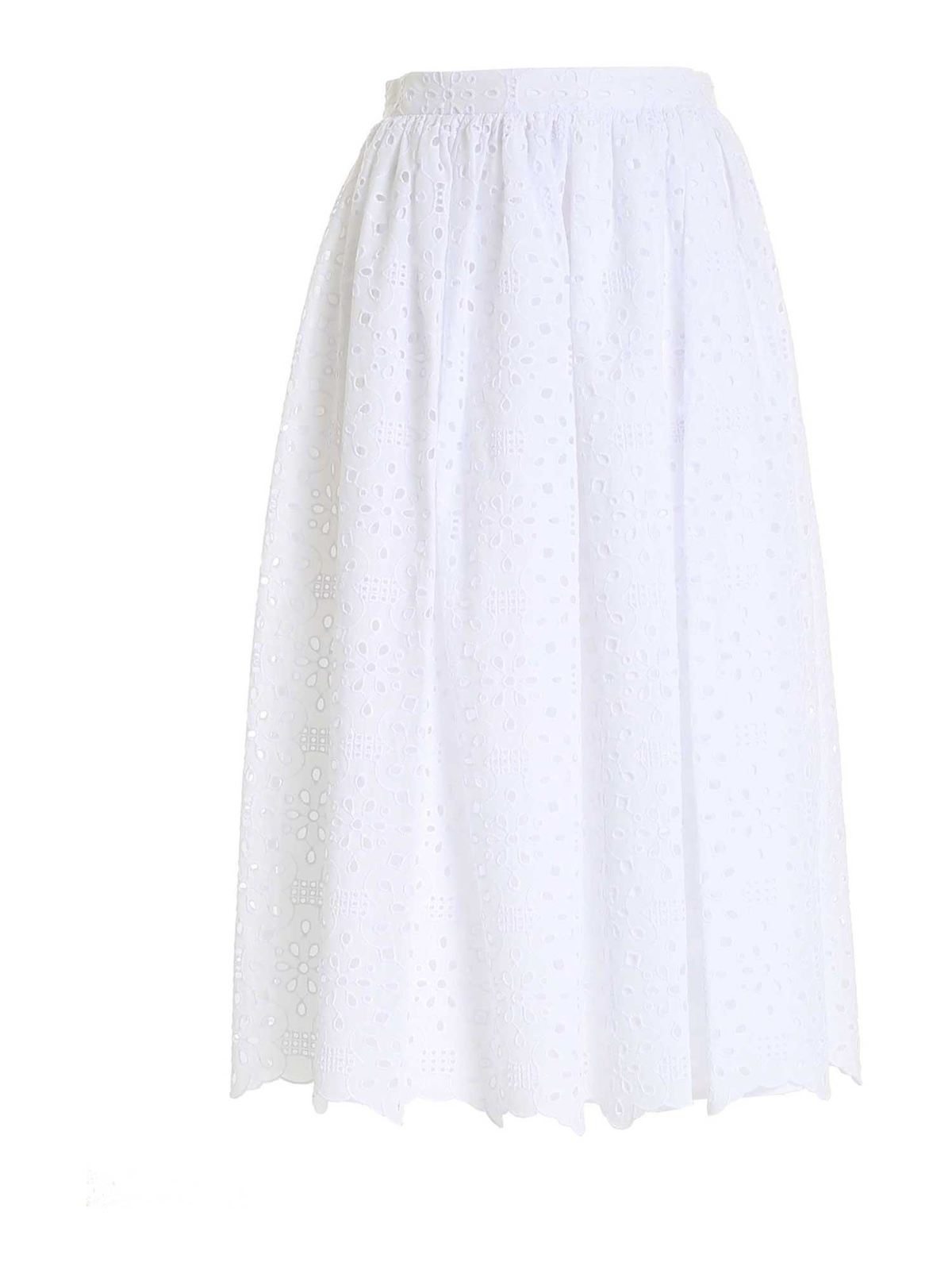 Broderie anglaise long skirt in white