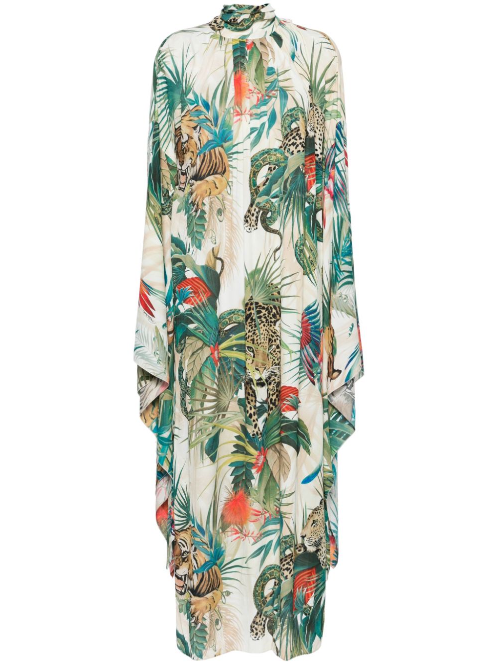 Jungle-print crepe maxi dress - Neutrals