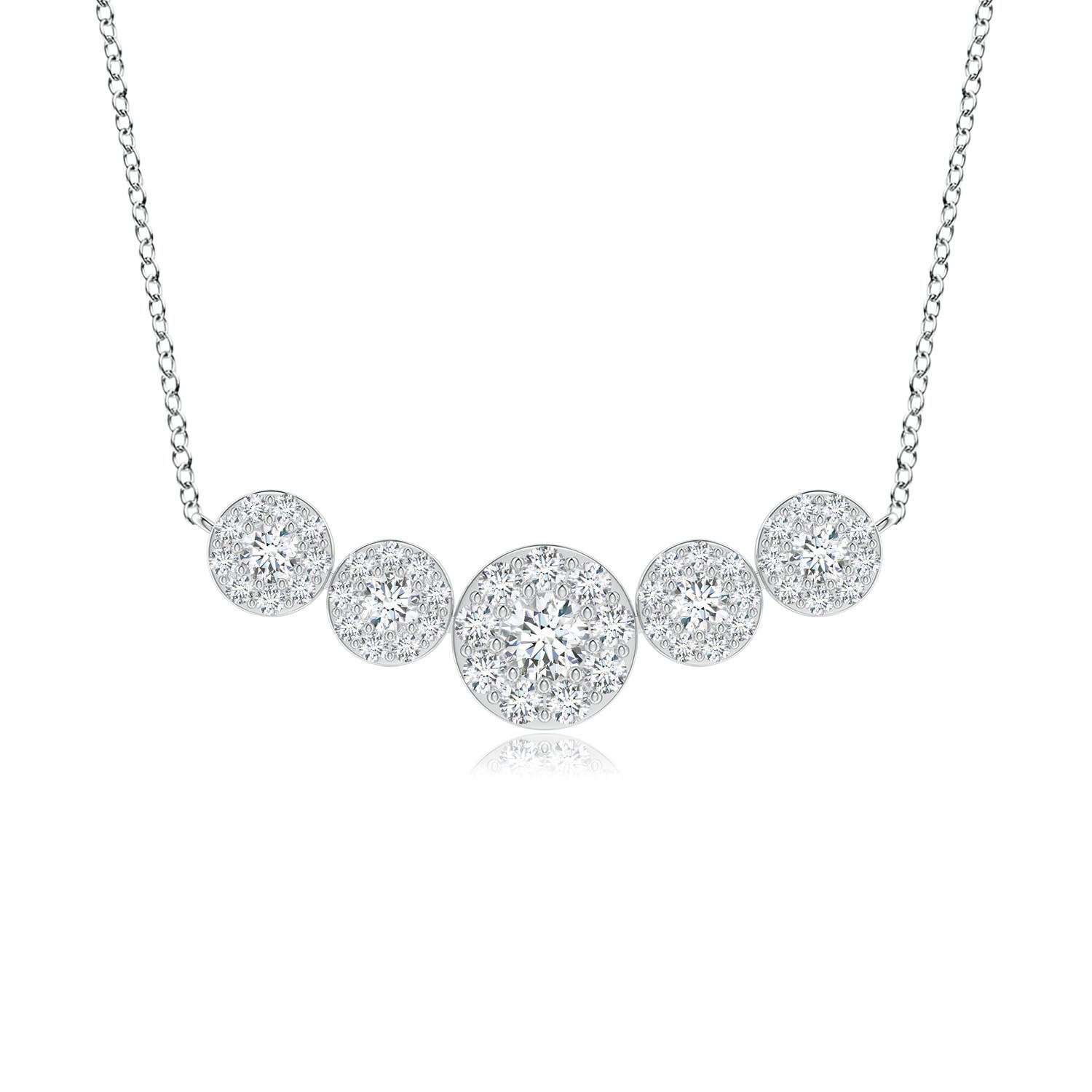 Angara 2.01 CTW Lab-Grown Graduated Five Stone Diamond Halo Necklace in Platinum
