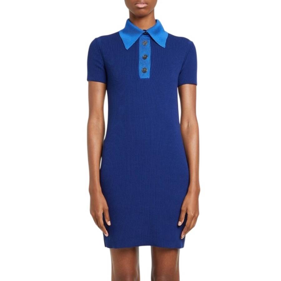 Blue Short-Sleeved Polo Dress