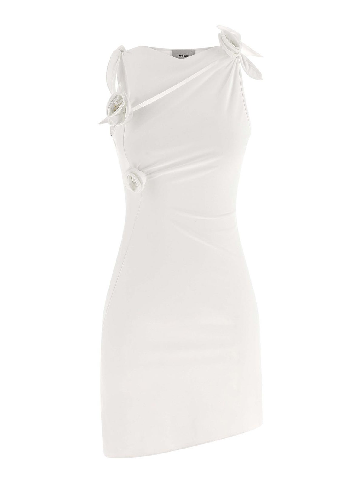 Asymmetric Flower Dresses White