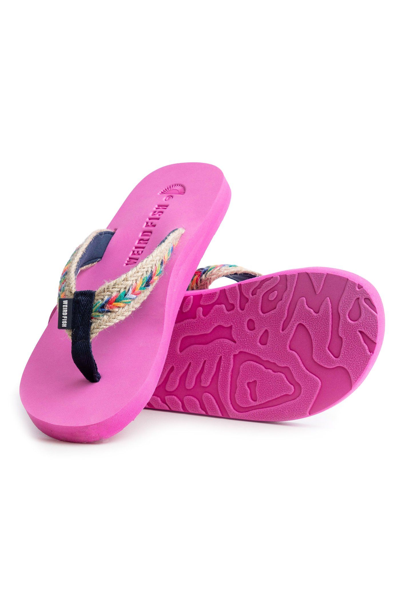 Weird Fish Women's Adila Braided Flip Flops in Bright Pink