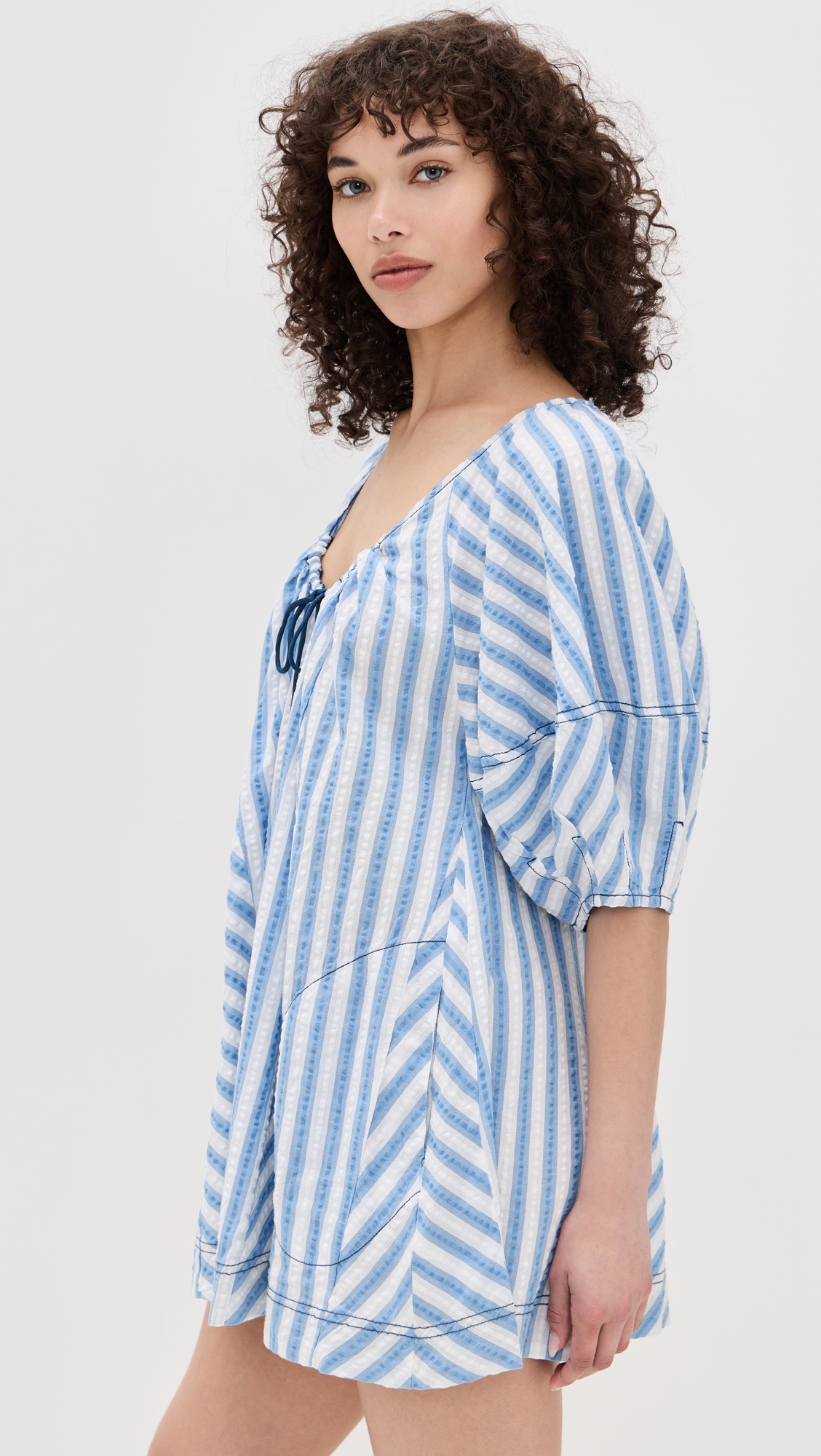 Free People Bop Around Romper Oxford Combo