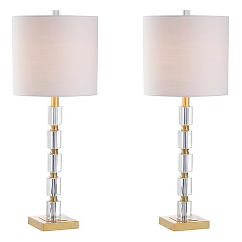 "Clear and Brass Claire 28.5"" Crystal Set of 2 Table Lamps"