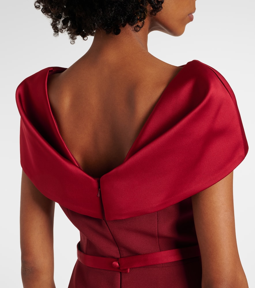 Rella draped peplum heavy crêpe midi dress