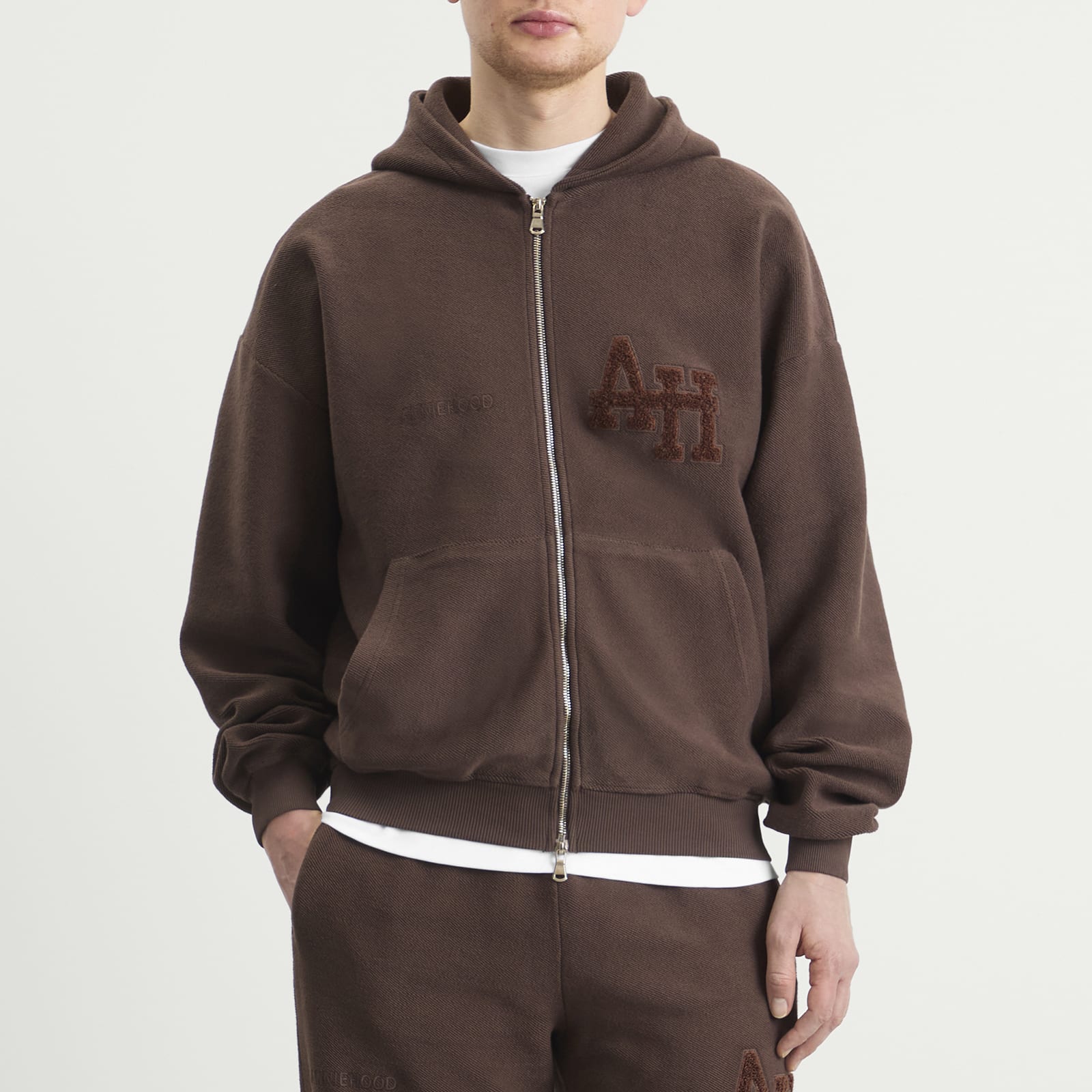 Men's Inside Out College Zip Hoodie Washed Brown