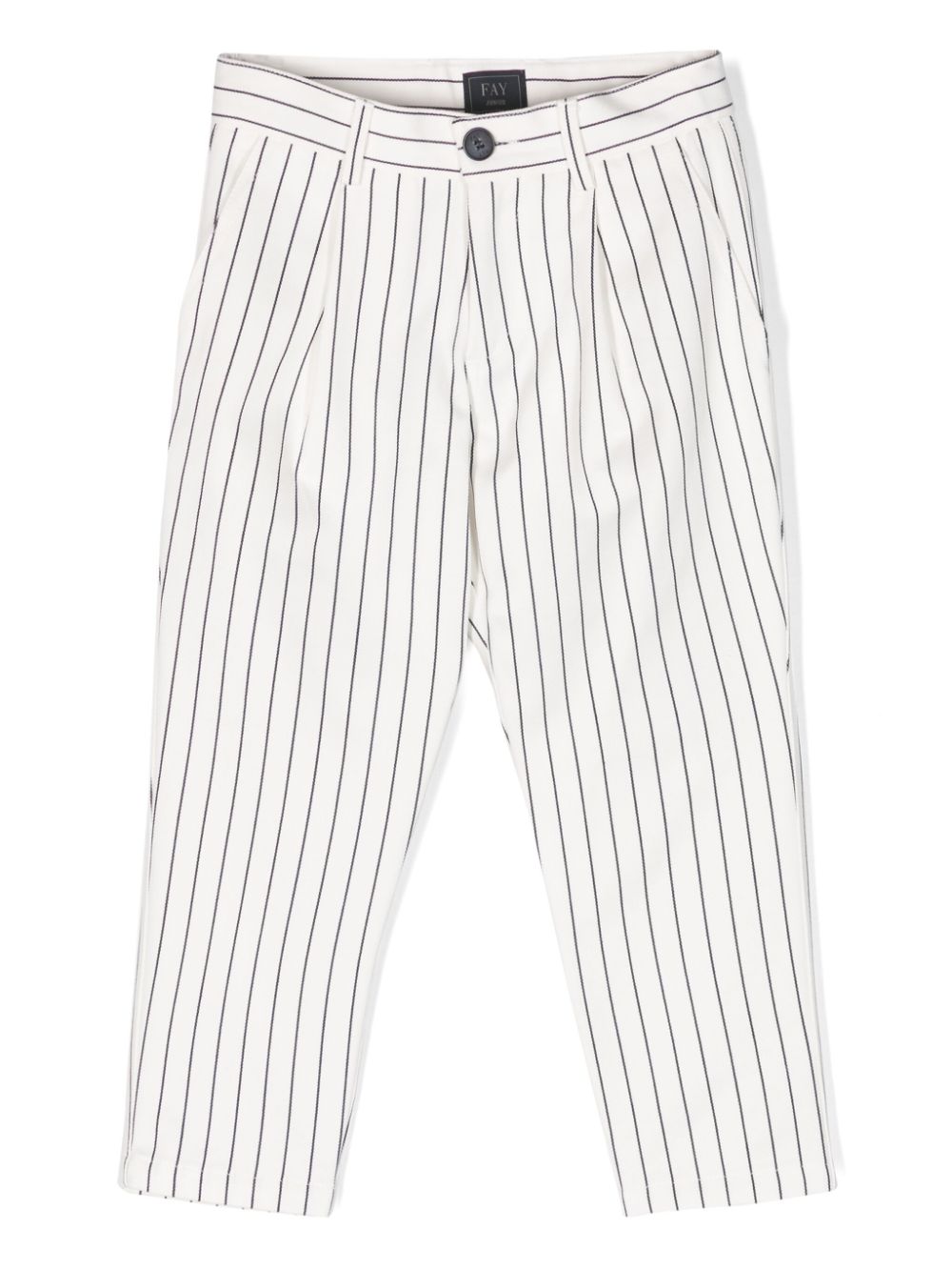 Striped tapered cotton trousers - White