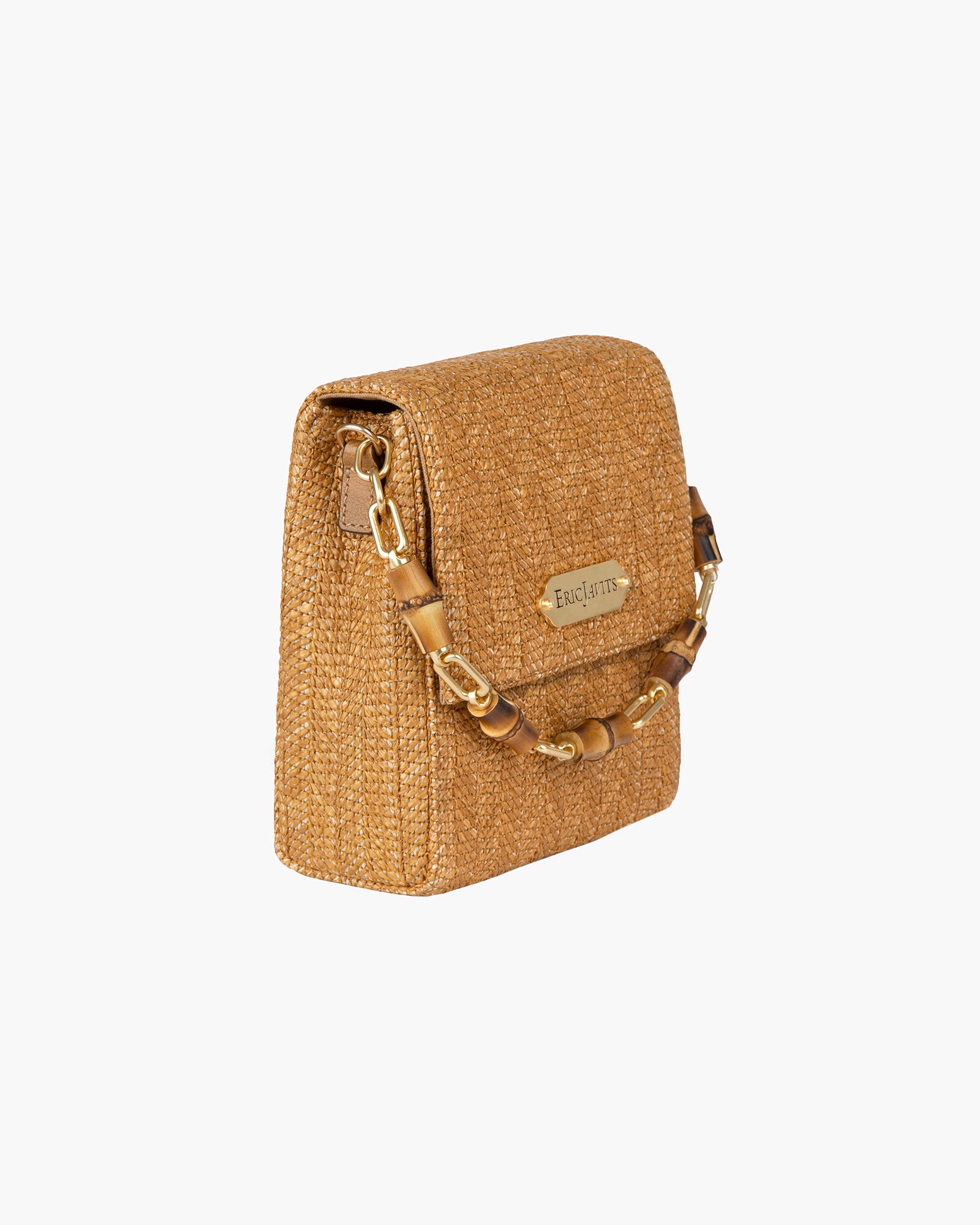Portofino Raffia Straw Flap Pouch with Leather Trim for Women