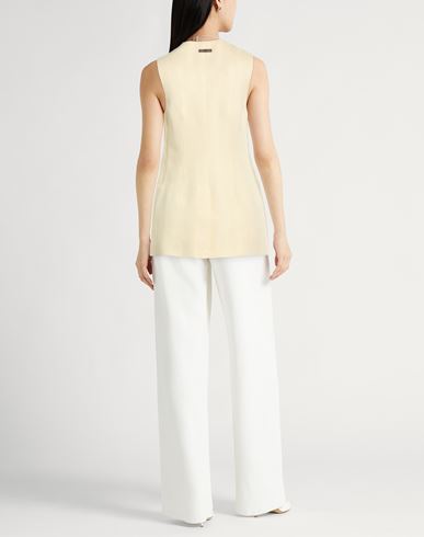 Woman Tailored Vest Pastel yellow Size 10 Viscose, Linen