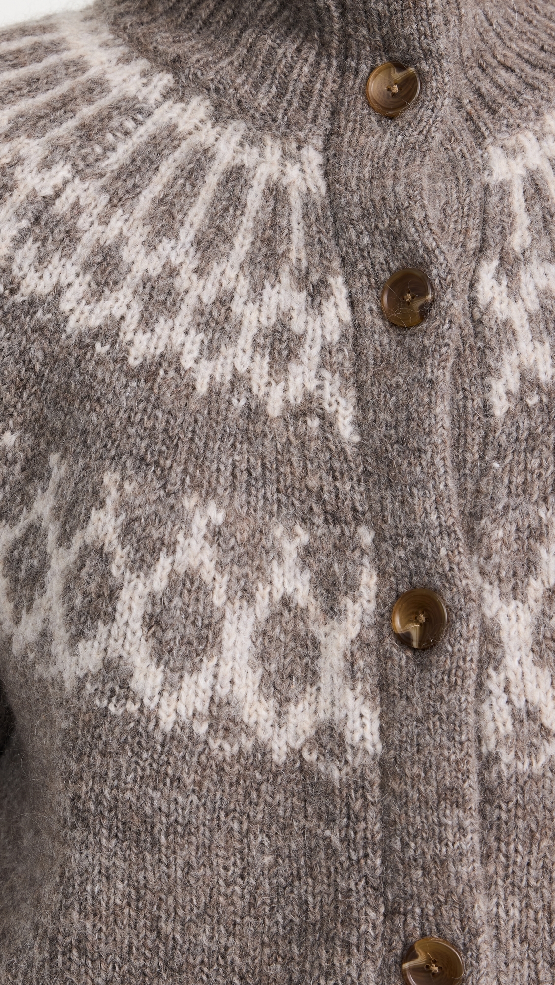 Emmie Fairisle Cardigan In Wool Taupe