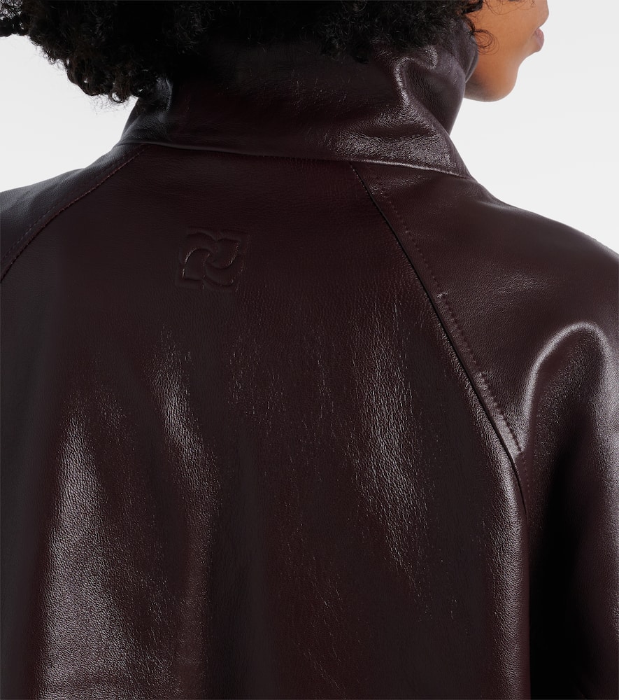 Oversized leather bomber jacket