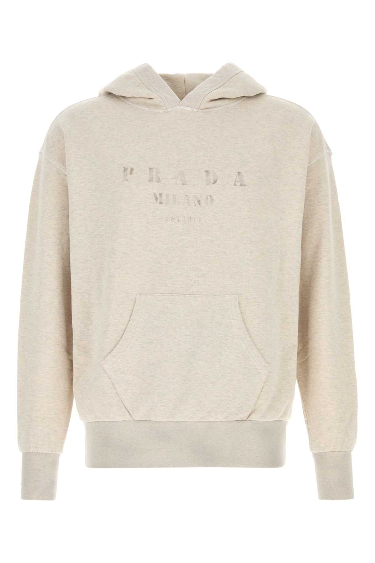 Logo-Embroidered Cotton Hoodie — Beige