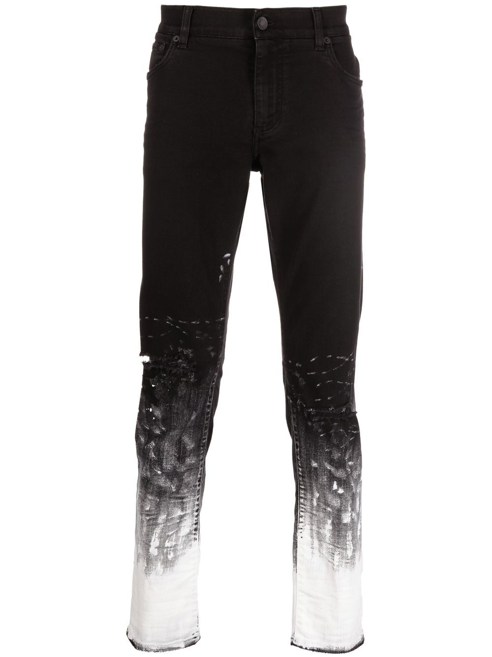 Brushstroke-print slim-fit jeans - Black